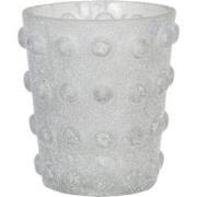 Clayre & Eef Theelichthouder  Ø 8x8 cm Wit Glas Rond Waxinelichthouder