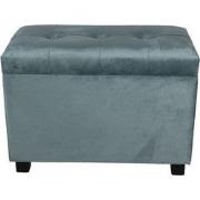 Clayre & Eef Poef  60x36x43 cm Groen Hout Textiel Rechthoek Hocker