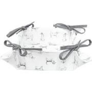 Clayre & Eef Broodmand  35x35x8 cm Wit Grijs Katoen Vierkant Teckel Ca...