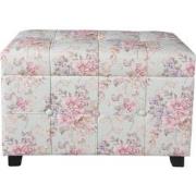 Clayre & Eef Poef  61x37x43 cm Roze Hout Textiel Rechthoek Bloemen Hoc...
