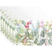 Clayre & Eef Placemats Set van 6  48x33 cm Wit Groen Katoen Rechthoek ...