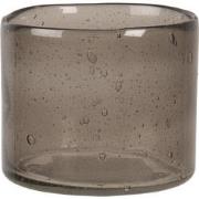 Clayre & Eef Theelichthouder  Ø 10x8 cm Grijs Glas Rond Waxinelichthou...