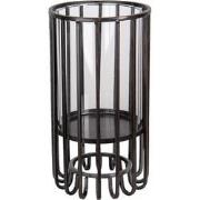 Clayre & Eef Windlicht  Ø 14x25 cm Zwart Metaal Rond Kaarsenhouder
