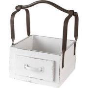 Clayre & Eef Mand  24x19x28 cm Wit Hout Metaal Bakje