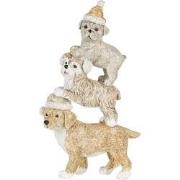 Clayre & Eef Beeld Hond 10x4x18 cm Grijs Beige Polyresin Kerstdecorati...