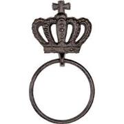 Clayre & Eef Handdoekhouder  13x4x15 cm Bruin Ijzer Rond Kroon Handdoe...