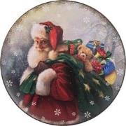 Clayre & Eef Onderbord  Ø 33 cm Rood Kunststof Rond Kerstman Kerstbord