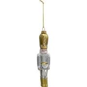 Clayre & Eef Kersthanger Notenkraker 17 cm Goudkleurig Wit Glas Kerstb...