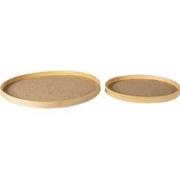 Clayre & Eef Serveerschalen Set van 2  Bruin Hout Rond Presenteerschaa...