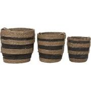 Clayre & Eef Opbergmand Set van 3  Ø 33x33 cm Bruin Zeegras Rond Plant...