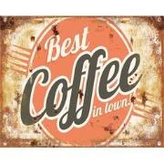 Clayre & Eef Tekstbord  33x25 cm Oranje Ijzer Rechthoek Best Coffee in...