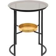 Clayre & Eef Bijzettafel  Ø 43x55 cm Zwart Ijzer Glas