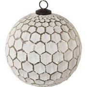 Clayre & Eef Kerstbal XL  Ø 20 cm Wit Zilverkleurig Glas Rond Kerstdec...