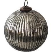 Clayre & Eef Kerstbal  Ø 15 cm Zwart Zilverkleurig Glas Kerstdecoratie