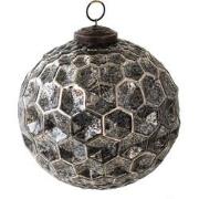 Clayre & Eef Kerstbal  Ø 12 cm Zwart Glas Kerstdecoratie