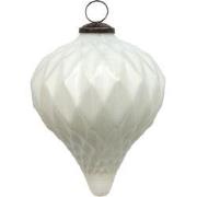 Clayre & Eef Kerstbal  Ø 13 cm Wit Glas Kerstdecoratie