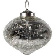 Clayre & Eef Kerstbal  Ø 7 cm Zilverkleurig Glas Kerstdecoratie