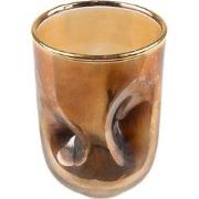 Clayre & Eef Theelichthouder  Ø 7x10 cm Goudkleurig Glas Waxinelichtho...