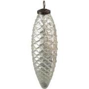 Clayre & Eef Kerstbal XL  Ø 7 cm Zilverkleurig Glas Kerstdecoratie