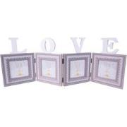 Clayre & Eef Fotolijst  10x10 cm Grijs Wit MDF Rechthoek Love Fotokade...