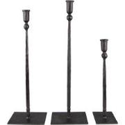 Clayre & Eef Kandelaar Set van 3  35 / 49 / 52 cm Zwart Ijzer Kandelaa...