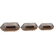 Clayre & Eef Opbergmand Set van 3  41x31x12 cm Bruin Zwart Rotan Ijzer...