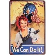 Clayre & Eef Wanddecoratie  20x30 cm Geel Blauw Metaal We can do it! M...