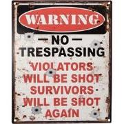 Clayre & Eef Tekstbord  20x25 cm Wit Ijzer Warning Wandbord