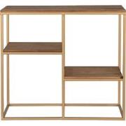 Clayre & Eef Wandrek  49 cm Goudkleurig Bruin Hout Metaal Rechthoek Mu...