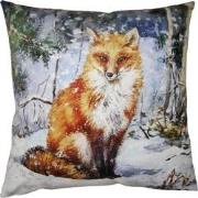 Clayre & Eef Kussenhoes  45x45 cm Bruin Blauw Polyester Vos Sierkussen...