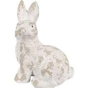 Clayre & Eef Decoratie Beeld Konijn 25x19x39 cm Wit Beige Keramisch ma...