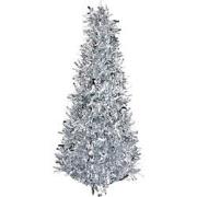 Clayre & Eef Kerstdecoratie Kerstboom Ø 16x38 cm Zilverkleurig Kunstst...