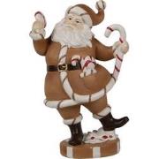 Clayre & Eef Kerstdecoratie Beeld Kerstman 20 cm Bruin Wit Kunststof