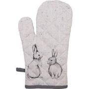 Clayre & Eef Ovenwant 18x30 cm Beige Grijs Katoen Konijn
