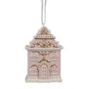 Clayre & Eef Kersthanger Gingerbread house 6x4x9 cm Roze Kunststof Ker...