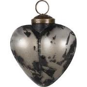 Clayre & Eef Kerstbal Ø 8x4x8 cm Grijs Glas Hartvormig Kerstboomversie...