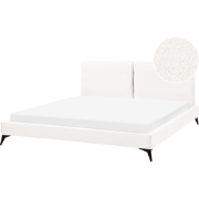 Beliani MELLE - Tweepersoonsbed-Wit-Bouclé
