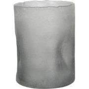 Clayre & Eef Theelichthouder  Ø 15x20 cm Grijs Glas Rond Waxinelichtho...