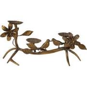 Clayre & Eef Kandelaar Vogels 50x25x21 cm Koperkleurig Ijzer Bloemen K...