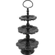 Clayre & Eef Etagère 3 laags  Ø 33x71 cm Zwart Ijzer Rond Fruitschaal ...