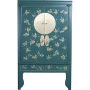 Fine Asianliving Chinese Bruidskast Handgeschilderde Vlinders Teal -