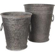 Clayre & Eef Decoratie Emmer Set van 2  Grijs Metaal Decoratie Emmertj...