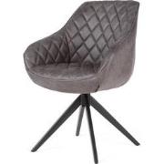 Eetkamerstoel - Collins - lederlook Soft antraciet