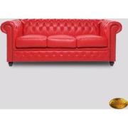 Chesterfield 3-zits bank Brighton FT Rood