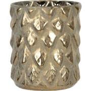 Clayre & Eef Theelichthouder  Ø 6x9 cm Goudkleurig Glas Waxinelichthou...
