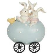 Clayre & Eef Beeld Konijn 10x7x13 cm Blauw Polyresin Woonaccessoires