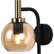 OSIRA Wandlicht E27 Zwart + goud, amber glas Ã˜150mm