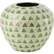 J-Line - Vaas Nuye Bol Schelpen/bamboe Groen - 26x26x22cm