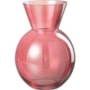 J-Line - Vaas Bol Glas Rood Medium - 16x16x22.5cm