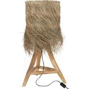 J-Line - Tafellamp Rafi Gras/teak Hout Naturel - 48x48x66.5cm